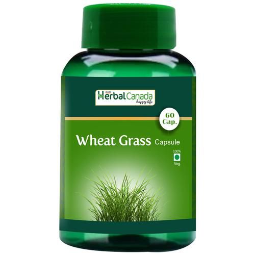 Herbal Canada Wheat Grass Capsule - Improves Platelet Count & Good For Liver, Removes Toxins, 60 pcs  