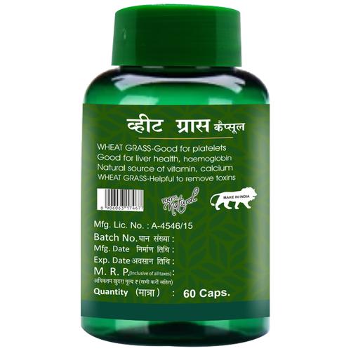 Herbal Canada Wheat Grass Capsule - Improves Platelet Count & Good For Liver, Removes Toxins, 60 pcs  