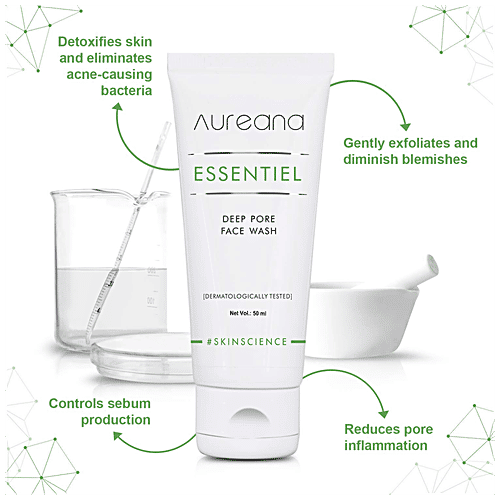 Aureana Essentiel Deep Pore Face Wash - Detoxifies The Skin, Controls Sebum, 50 ml  