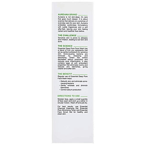 Aureana Essentiel Deep Pore Face Wash - Detoxifies The Skin, Controls Sebum, 50 ml  