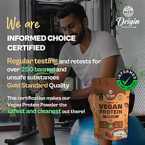 Origin Nutrition Vegan Protein Powder - Coffee Caramel, 737 g Pouch No Added Sugar
