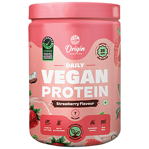 Buy Origin Nutrition Daily Vegan Protein NonGMO, No Added Sugar, GlutenFree, Strawberry