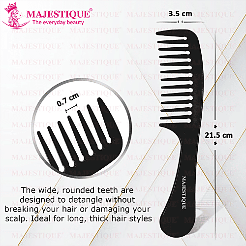 Majestique Hair Detangling Comb With Handle - Round Teeth, Sturdy Design, HR 112, 1 pc