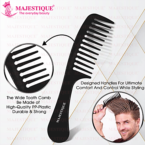 Majestique Hair Detangling Comb With Handle - Round Teeth, Sturdy Design, HR 112, 1 pc
