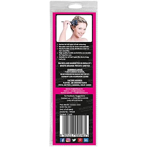 Majestique Curved Wide Hair Dye Brush - With Comfortable Grip, Soft Bristles, HR 118, 1 pc  