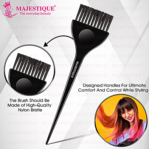 Majestique Curved Wide Hair Dye Brush - With Comfortable Grip, Soft Bristles, HR 118, 1 pc  