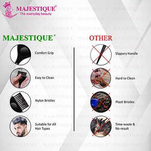 Majestique Curved Wide Hair Dye Brush - With Comfortable Grip, Soft Bristles, HR 118, 1 pc  