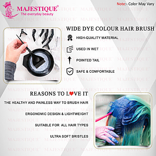 Majestique Curved Wide Hair Dye Brush - With Comfortable Grip, Soft Bristles, HR 118, 1 pc  