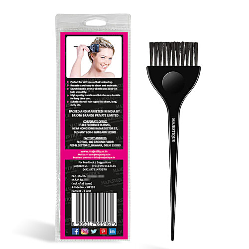 Majestique Curved Wide Hair Dye Brush - With Comfortable Grip, Soft Bristles, HR 118, 1 pc  