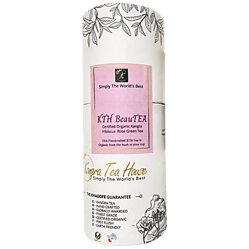 Kangra Tea House BeauTEA Certified Organic Hibiscus Rose Green Tea - Hand Crafted & Finest Grade, 100 g Jar 