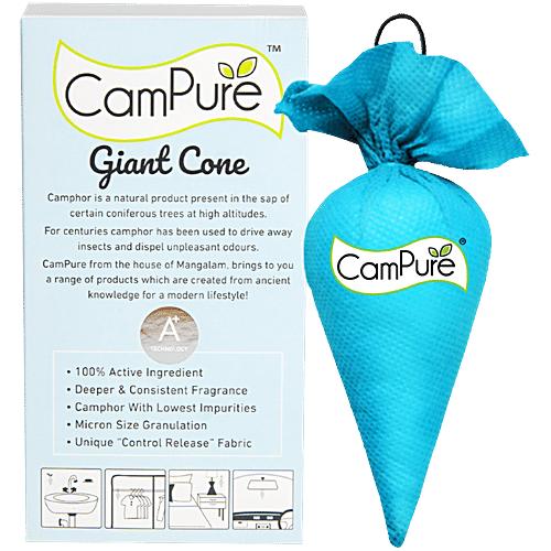 Campure Camphor Giant Cone - 100% Organic, Repels Mosquitoes, Refreshing Fragrance, 150 g  