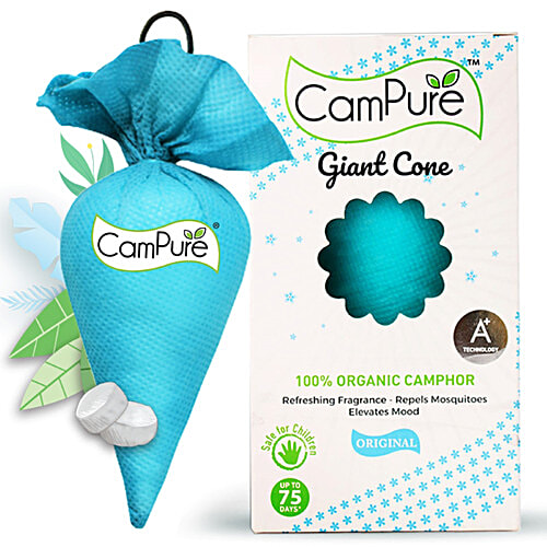Campure Camphor Giant Cone - 100% Organic, Repels Mosquitoes, Refreshing Fragrance, 150 g  