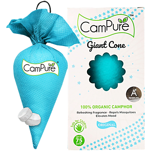 Campure Camphor Giant Cone - 100% Organic, Repels Mosquitoes, Refreshing Fragrance, 150 g  