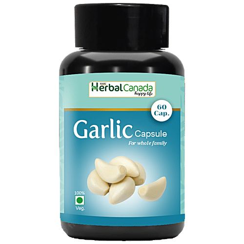 Herbal Canada Garlic Capsule - Ayurvedic Medicine, Helps Lower Blood Pressure Levels, 60 pcs  