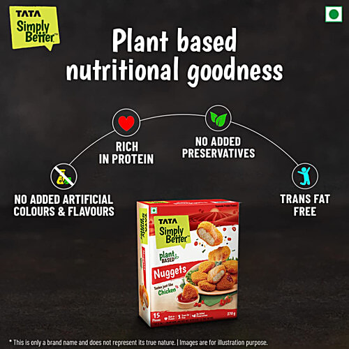 Tata Simply Better Plant-Based Chicken Nuggets - Tastes Just Like Chicken, 15 Pieces, 270 g  