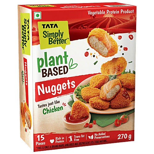 Tata Simply Better Plant-Based Chicken Nuggets - Tastes Just Like Chicken, 15 Pieces, 270 g  