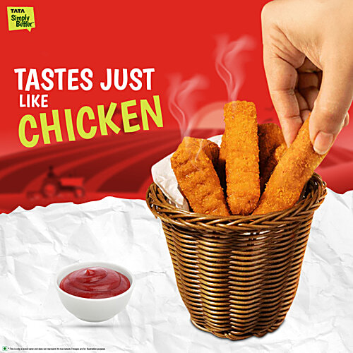 Tata Simply Better Plant-Based Chicken Spicy Fingers - Tastes Just Like Chicken, 10 Pieces, 240 g  