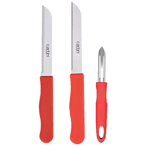 Cartini by Godrej Ultra-Edge Knives & Peeler Set - High Quality Stainless Steel With Polypropylene Handles, 3 pcs
