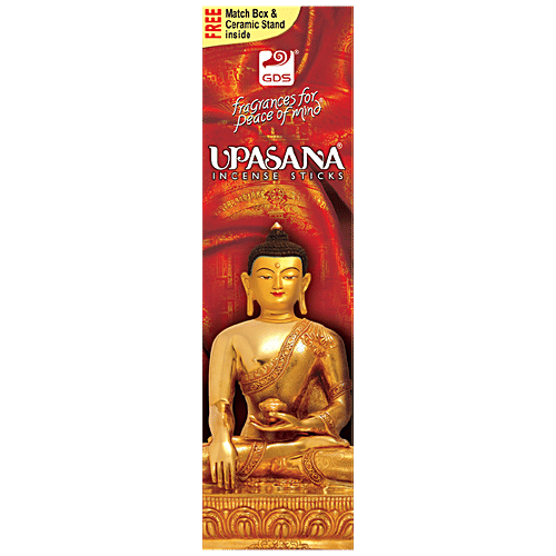GDS Upasana Agarbathi Incense Sticks - Fragrances For Peace Of Mind, 200 g (Free Matchbox & Ceramic Stand Inside) 