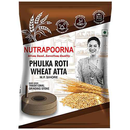 Nutrapoorna Phulka Roti Wheat Atta - Premium, Fresh, Rich In Nutrients, No Preservatives, 5 kg Pouch 