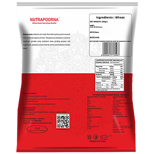 Nutrapoorna Roasted Rawa - Premium, Fresh, Rich In Nutrients, 500 g Pouch 
