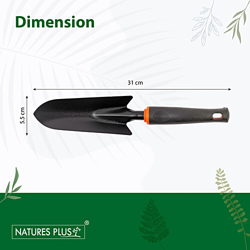 Natures Plus Small Garden Trowel - With Comfortable Grip, Anti Rust, Durable, Black, 1 pc  