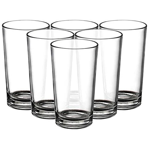 Yera Glass Tumbler - Straight, With Heavy Bottom, Food Grade, Odour & Stain Free, 280 ml (Set of 6) 