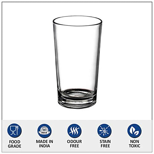 Yera Glass Tumbler - Straight, With Heavy Bottom, Food Grade, Odour & Stain Free, 280 ml (Set of 6) 