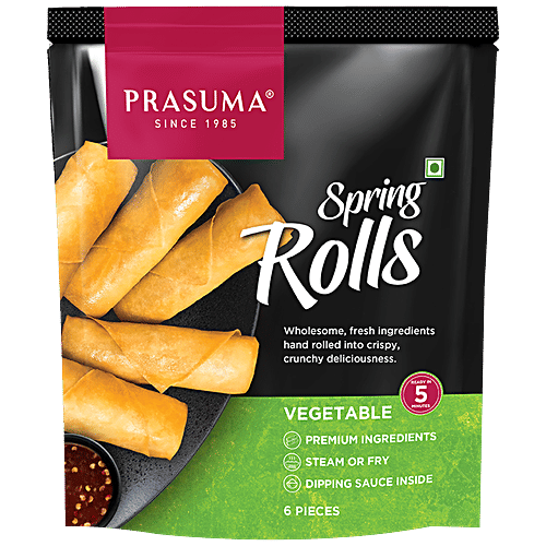 Buy Prasuma Vegetable Spring Rolls Frozen, Steam Or Fry, Ready In 5