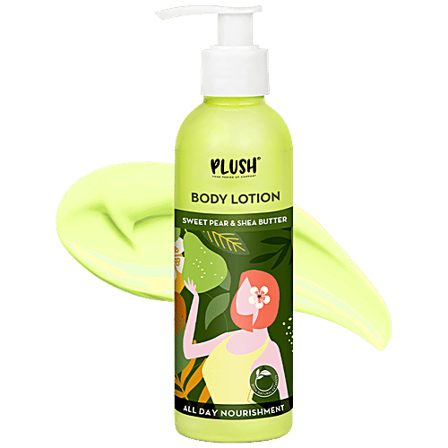 Plush Body Lotion - Sweet Pear & Shea Butter, For Women, Soothing, 24 Hour Moisturising Experience, 200 ml