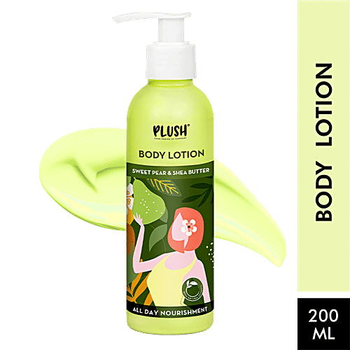 Plush Body Lotion - Sweet Pear & Shea Butter, For Women, Soothing, 24 Hour Moisturising Experience, 200 ml
