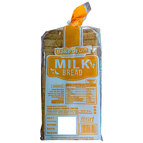 Bake O Fun Milk Bread - Premium, Soft, Healthy, Rich In Nutrients, 350 g Pouch 