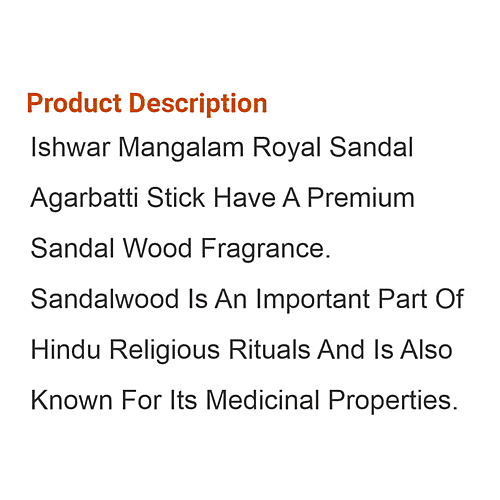 Ishwar Mangalam Royal Sandal Premium Incense Sticks/Agarbattis - Long-Lasting Fragrance, 100 g  