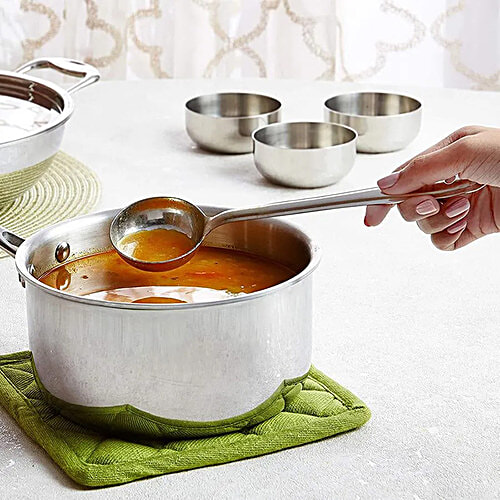 Petals Stainless Steel Soup/Sambar Spoon - 16, 26, 31 cms, For Cooking, Serving, Sturdy, 3 pcs