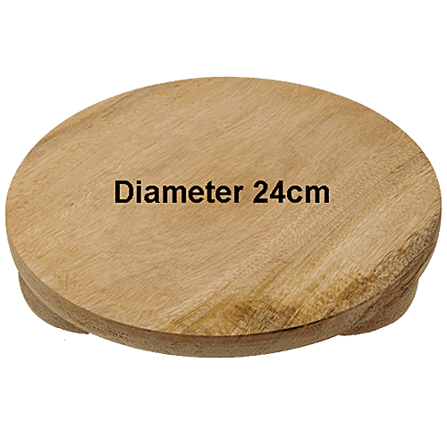 Petals Wood Rolling Board/Chakla - With Rolling Pin, Brown, 24 cm, Sturdy, Durable, Long Lasting, 1 pc