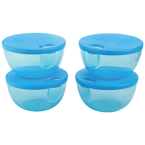 Joyo Tina - Container 444, Blue, Plain, Shrink Wrap, Leak-proof, Durable, Air Tight Lids, 1.2 L (Set of 4) 