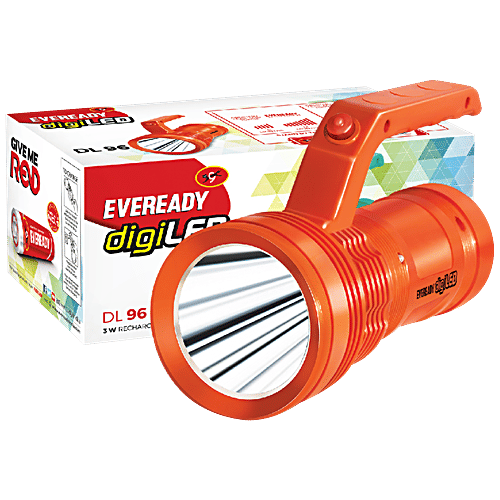 Eveready Marshal Rechargeable LED Torch - 3W, DL96, With 3.5 km Intense White Light Range, 4 Hrs Lighting Backup, 1 pc  