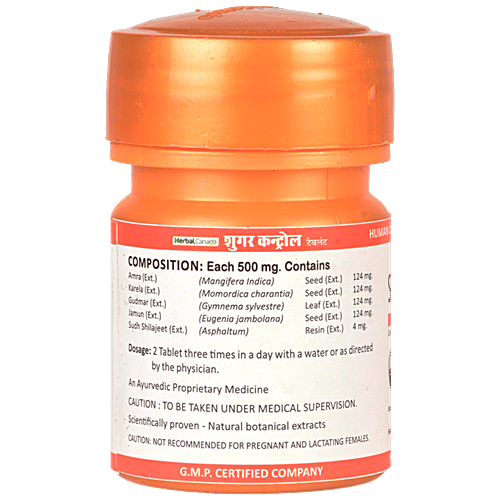 Herbal Canada Sugar Control Tablet - Natural, Ayurvedic Medicine, For Diabetic Patients, 60 pcs  