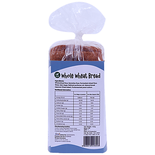 Full Proof Whole Wheat Bread - Vegan, Rich In Dietary Fibre, No Maida, 450 g  