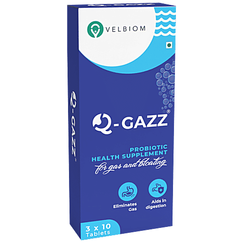 Velbiom Velbiom Q-Gazz Probiotic Supplement Tablet - Reduces Gas & Bloating, Aids In Digestion, 30 pcs  