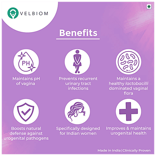 Velbiom Lactogut UG Pre & Probiotic Supplement Capsule - For Women, Prevents UTI & Recurrence, 30 pcs  