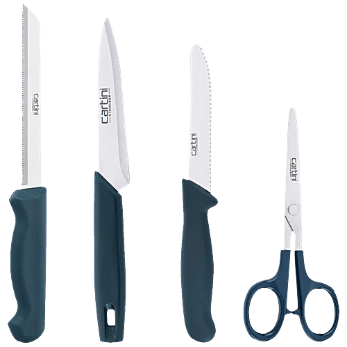 Cartini by Godrej Home Makers Set - Knives & Scissor, For Kitchen & Catering, Sharp Blades, Sturdy Handle, 4 pcs