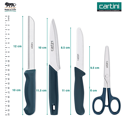 Cartini by Godrej Home Makers Set - Knives & Scissor, For Kitchen & Catering, Sharp Blades, Sturdy Handle, 4 pcs