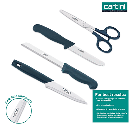 Cartini by Godrej Home Makers Set - Knives & Scissor, For Kitchen & Catering, Sharp Blades, Sturdy Handle, 4 pcs