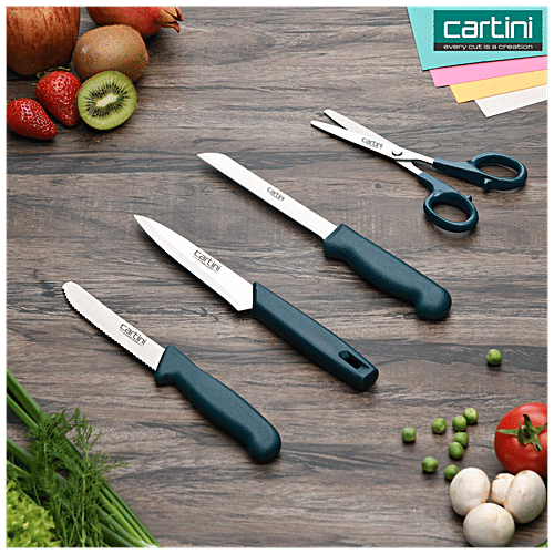 Cartini by Godrej Home Makers Set - Knives & Scissor, For Kitchen & Catering, Sharp Blades, Sturdy Handle, 4 pcs
