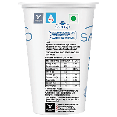 Buy SABORO Healthy Lassi Original, Refreshing Drink, No Preservatives