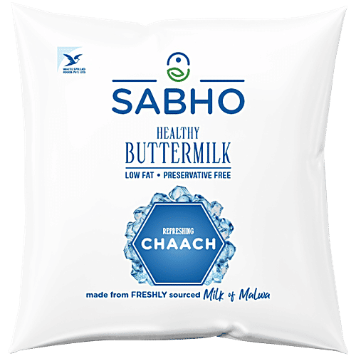Sabho Buttermilk, 400 ml Pouch Original, Low in Fat, Preservative Free, Supports Digestion