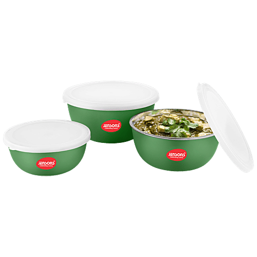 Buy Jensons Flora Microwave Bowl Set Green, Stainless Steel, Food