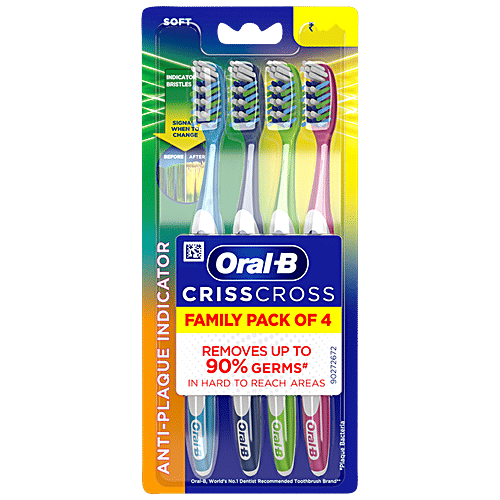 Buy OralB Criss Cross Toothbrush Soft, AntiPlaque, Removes Up To 90