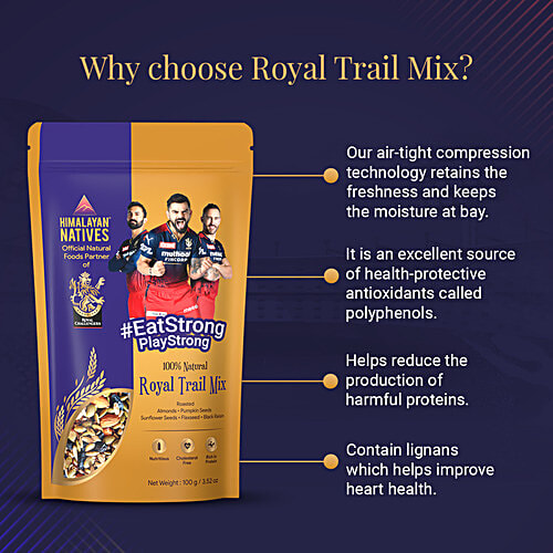 Himalayan Natives 100% Natural Royal Trail Mix - Nutritious, Cholesterol Free, Rich In Protein, 100 g  